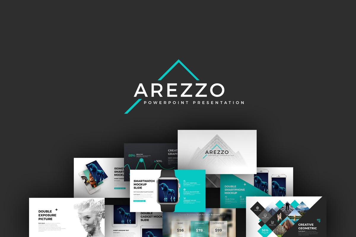 简约扁平设计风格企业信息PPT幻灯片模板素材 Arezzo PowerPoint Presentation