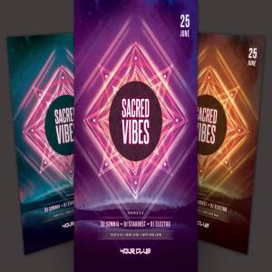 抽象几何图形夜总会活动宣传单模板 Sacred Vibes Flyer Template