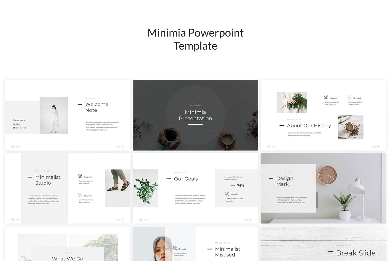 极简设计风格多图PPT模板 Minimia – Powerpoint Template