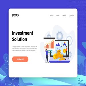 投融资主题场景插画网站着陆页设计模板 Investment Solution landing page template
