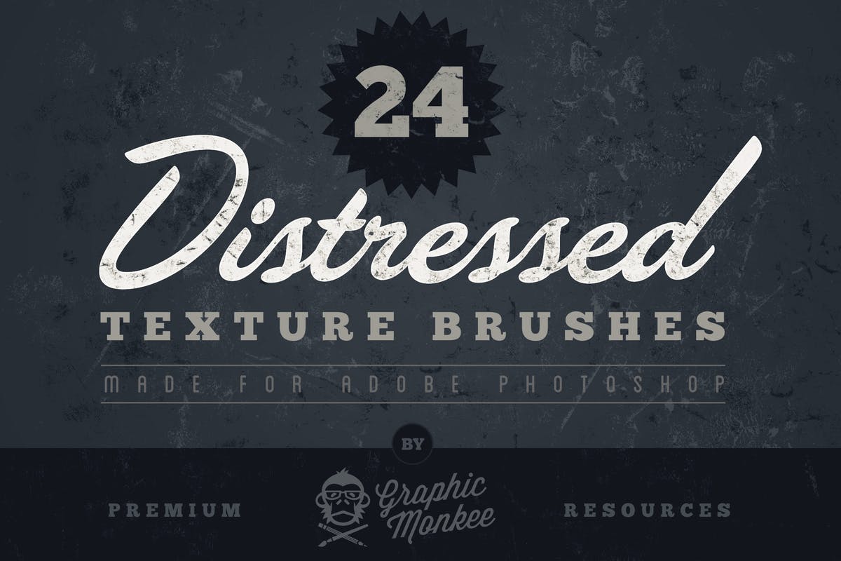 24款仿旧做旧效果纹理图层PS笔刷 24 Distressed Texture Brushes