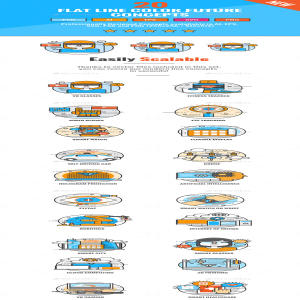 未来科技主题手绘彩色图标素材集 Flat Line Color Future Concepts