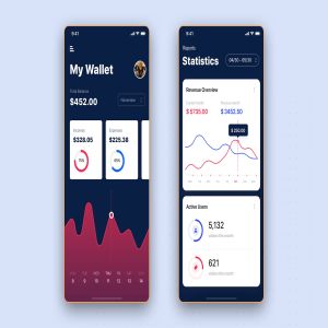 APP数据统计仪表板用户界面设计素材 Dashboard Statistics UI mobile App