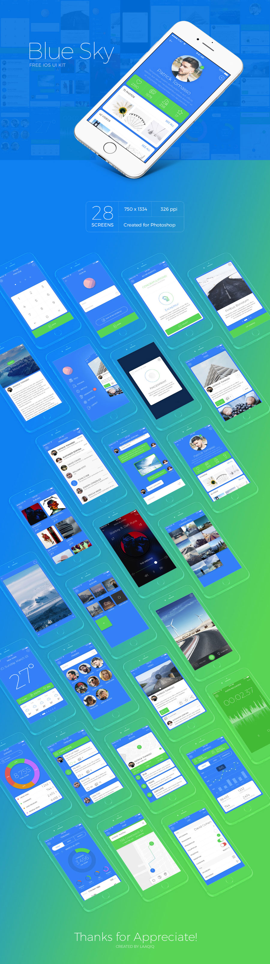 一套新鲜的社交+运动UI KITS套装下载[PSD,iOS]