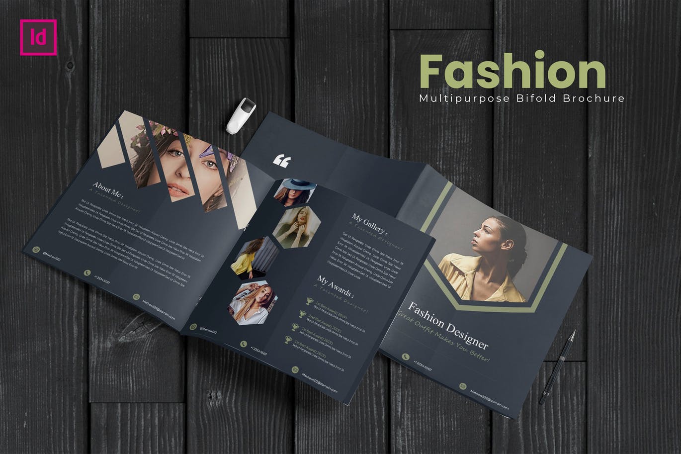 时尚行业主题三折页宣传单设计模板 Bifold Fashion Square Template