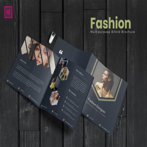 时尚行业主题三折页宣传单设计模板 Bifold Fashion Square Template