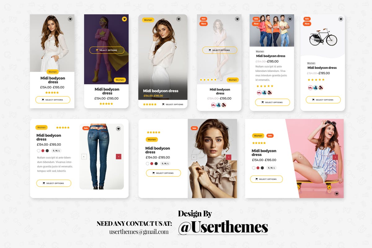 电商热销产品演示组件挂件UI设计模板 eCommerce Website Widget UI Kit Elements PSD