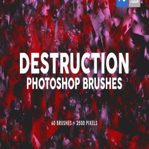60个玻璃碎片效果纹理PS印章笔刷 60 Destruction Photoshop Stamp Brushes