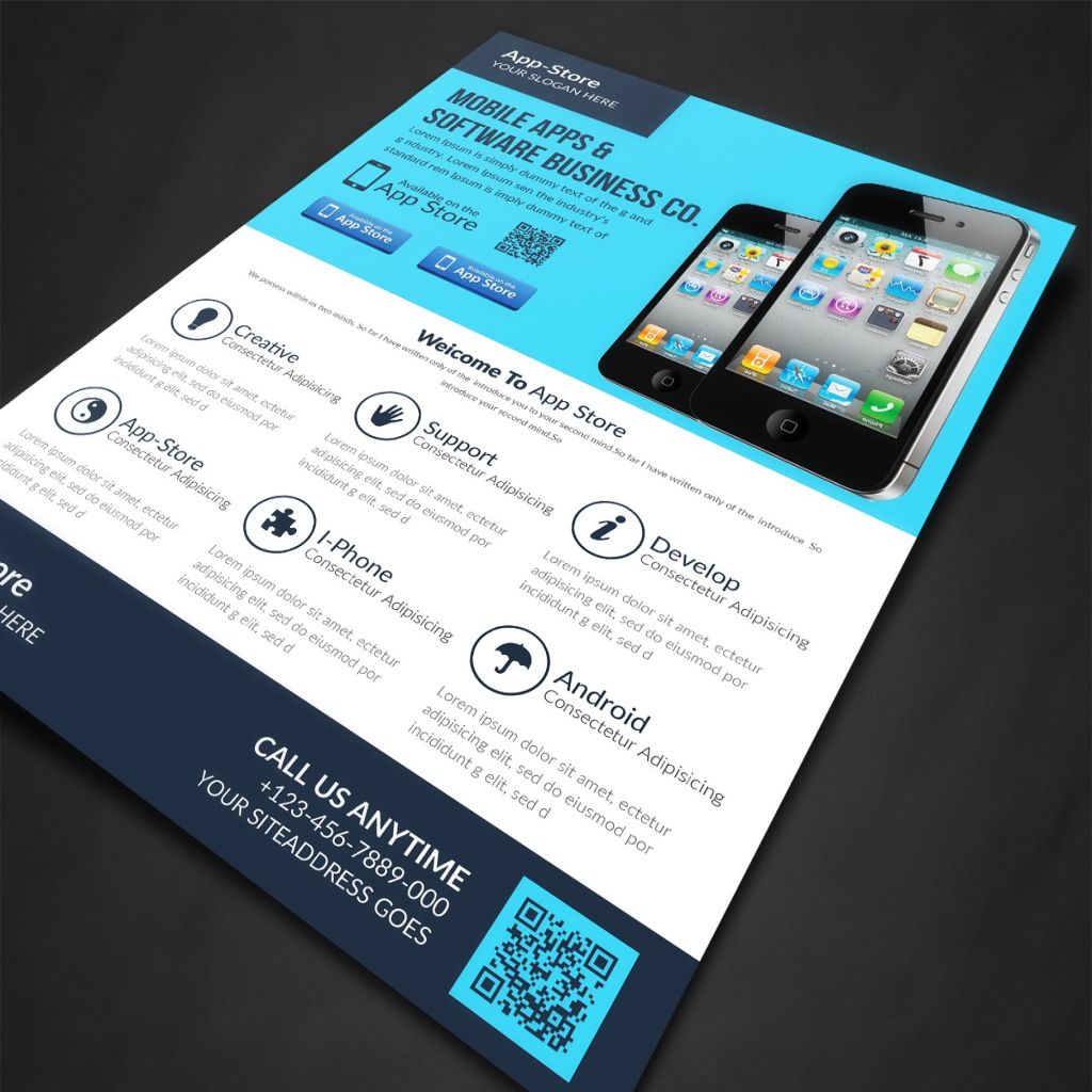 手機應用宣傳推廣廣告海報模板 mobile app flyer