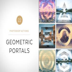 几何图案照片效果PS动作 Geometric Portals Photoshop Actions