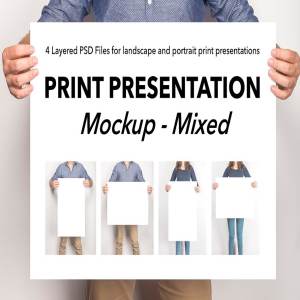 手持艺术作品展示样机模板 Mixed Artwork Presentation Mockup