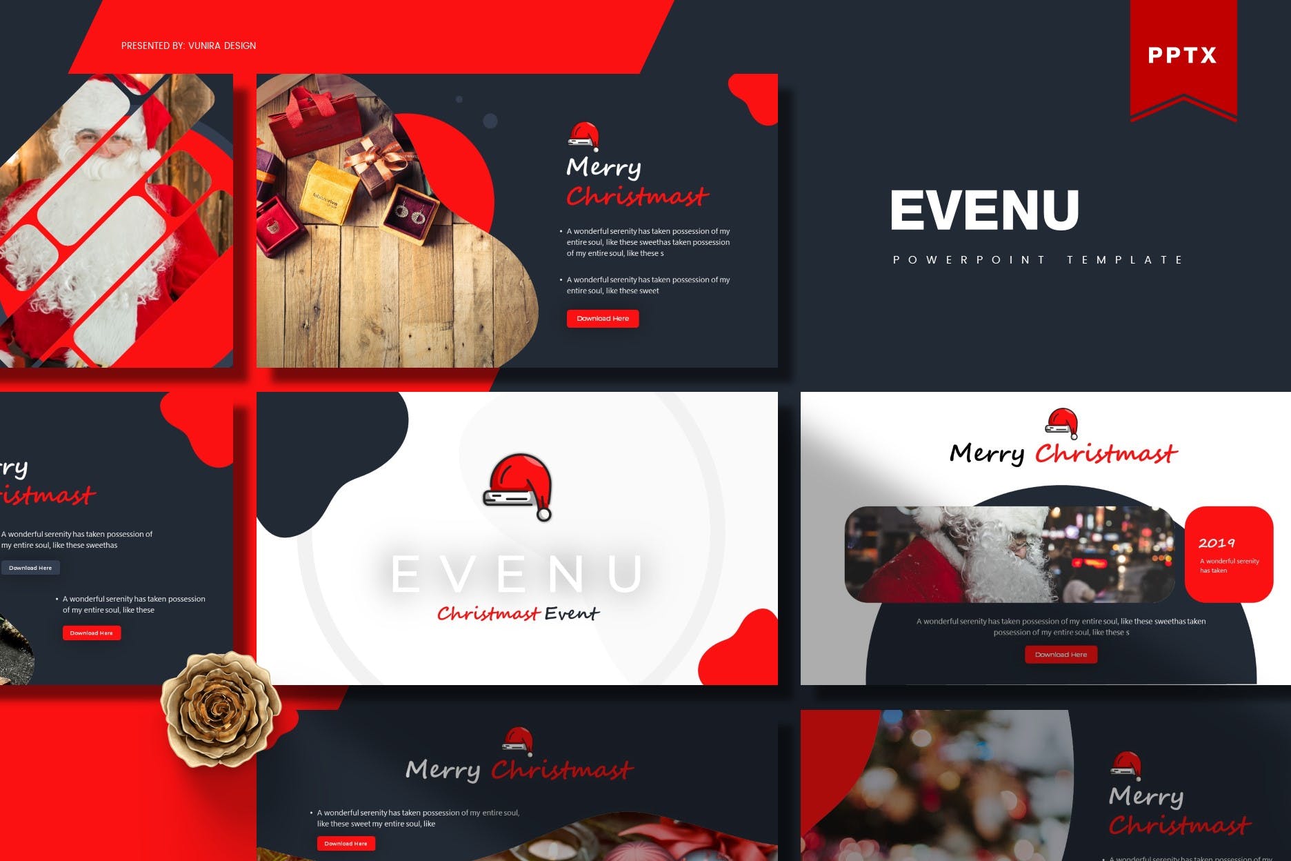 圣诞节庆祝活动主题PPT幻灯片模板下载 Evenue | Powerpoint Template