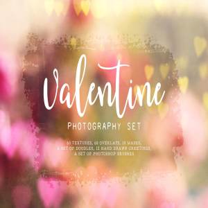 情人节主题适用的背景叠层 Valentine Textures/Overlays Set插图1