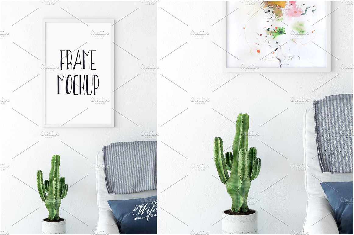 居家室内相框画框样机 Scandi Interior Frame Mockup – 03