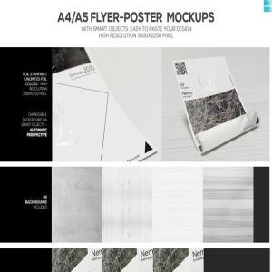 多视角海报传单样机 A4/A5 Poster-Flyer Mockups