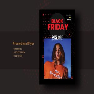 品牌服装黒五购物狂欢节大促广告海报传单模板v6 Black Friday Flyer Template V-6
