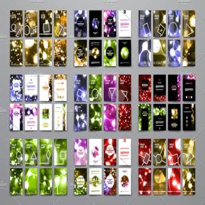 一组炫目霓虹灯图形小册子模板 Big Set of Neon Structure Brochures