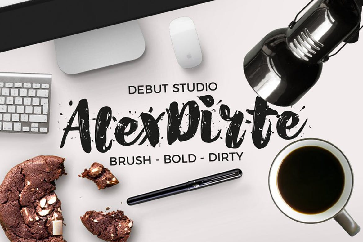 斑点脏纹理英文粗体笔刷艺术字体 Alexdirte Brush Font