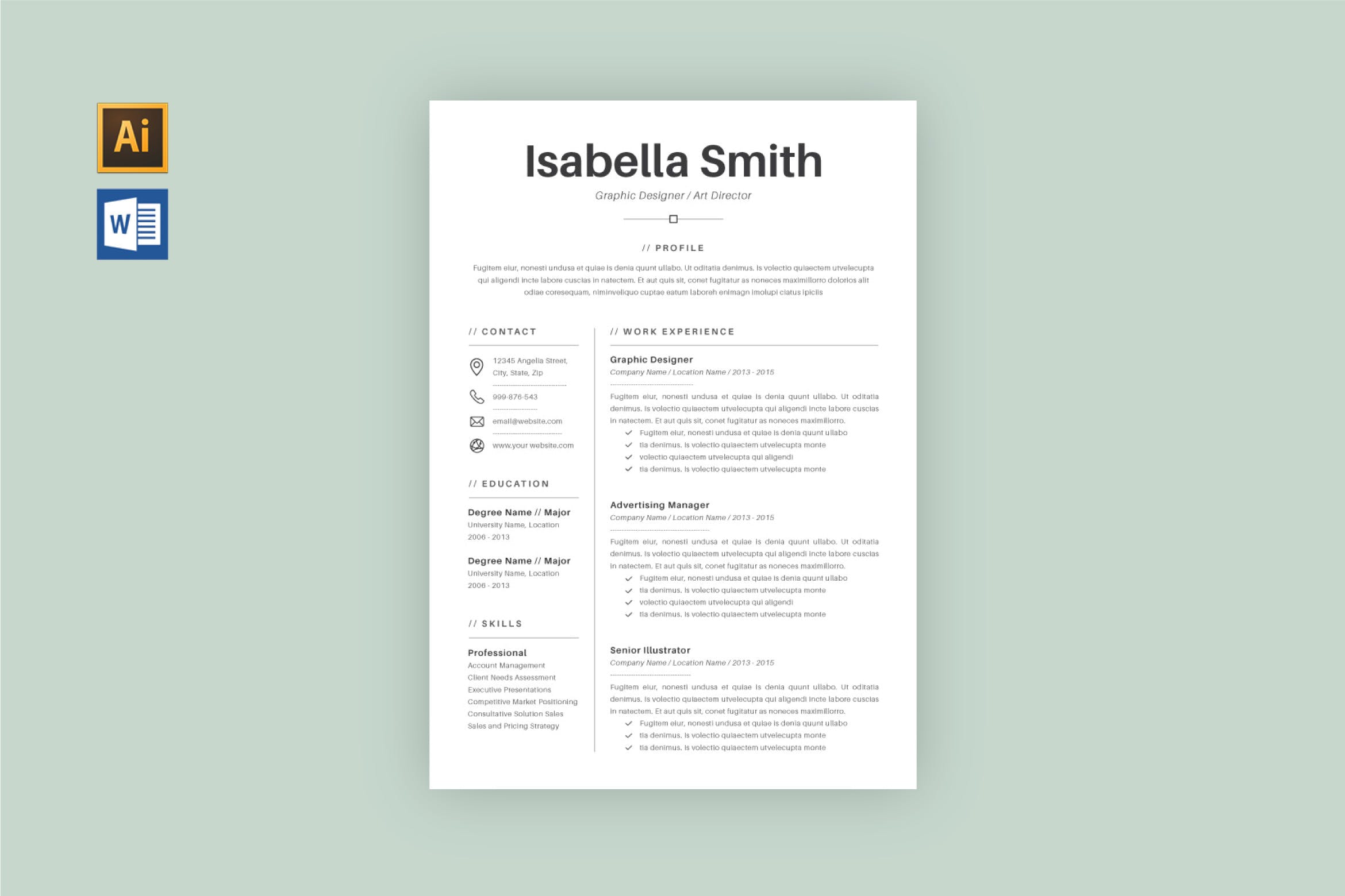 Less is More设计理念个人简历设计模板v1 Resume Template V.1