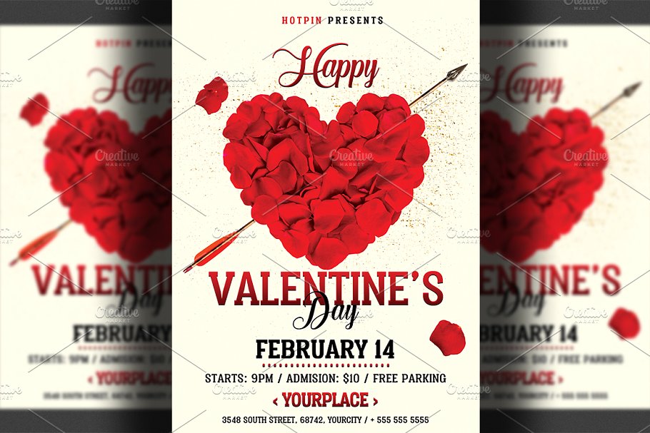 情人节活动海报设计传单模板 Valentines Day Flyer Invitation