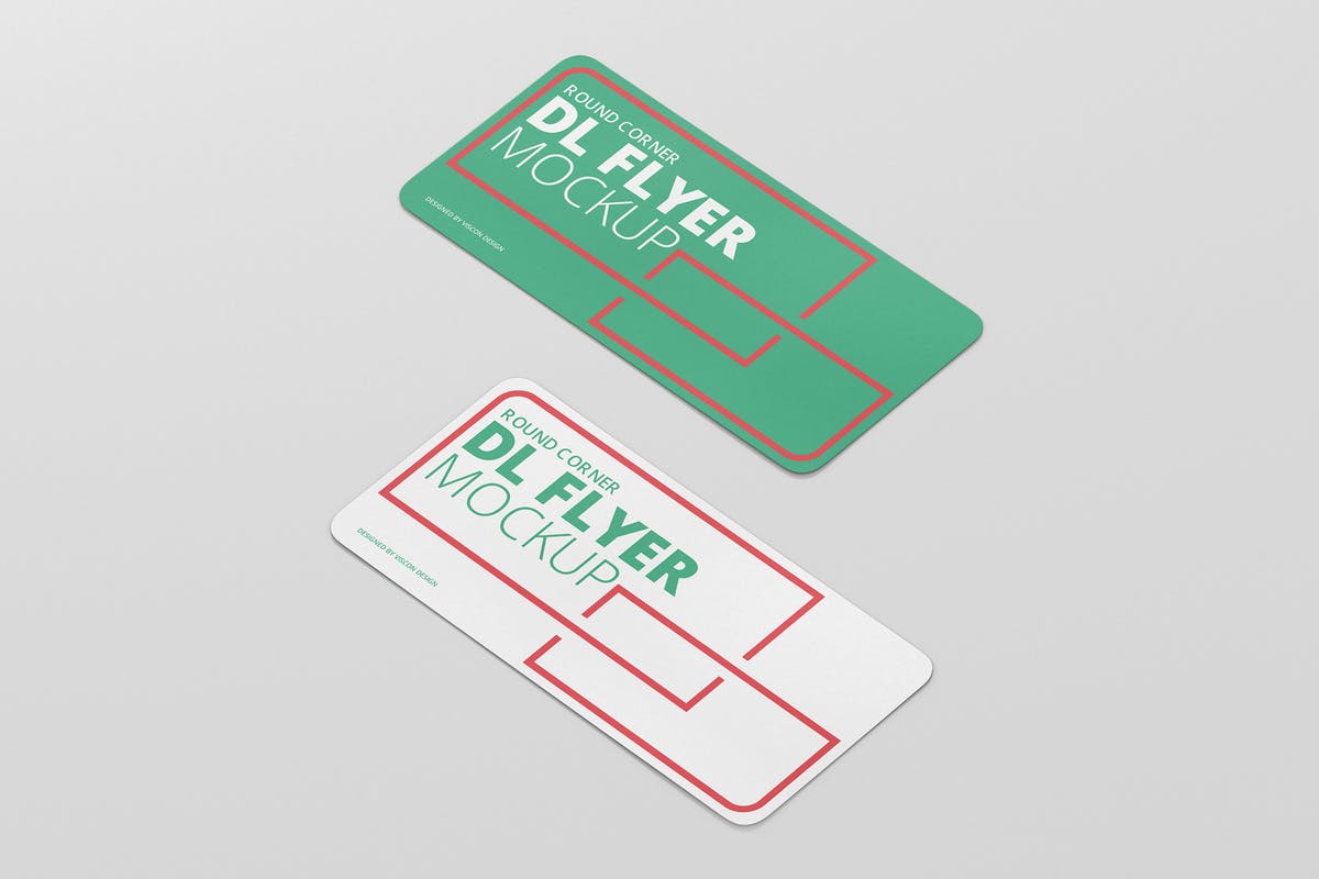 简约DL尺寸平面圆角传单样机 DL Horizontal Flyer Round Corner Mockup