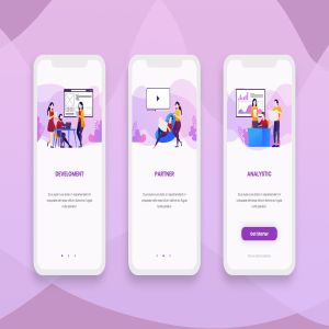 创业场景插画APP应用启动页设计模板 Onboarding Screens Mobile App