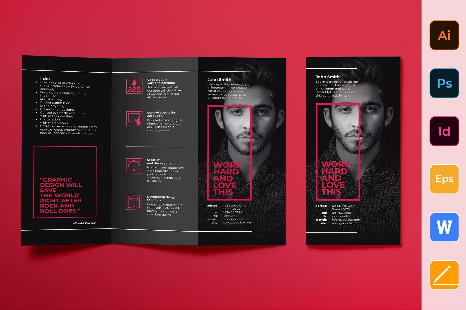 艺术指导策划工作室三折页宣传单设计模板 Art Director Brochure Trifold