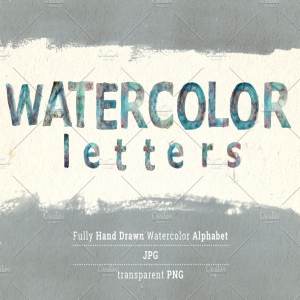 水彩字体剪贴画 Watercolor Letters