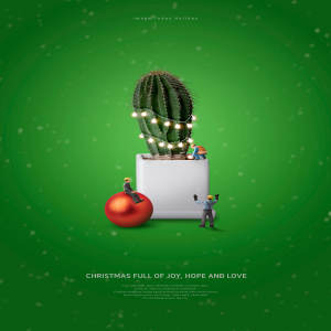 多肉仙人掌创意圣诞节主题海报模板psd素材