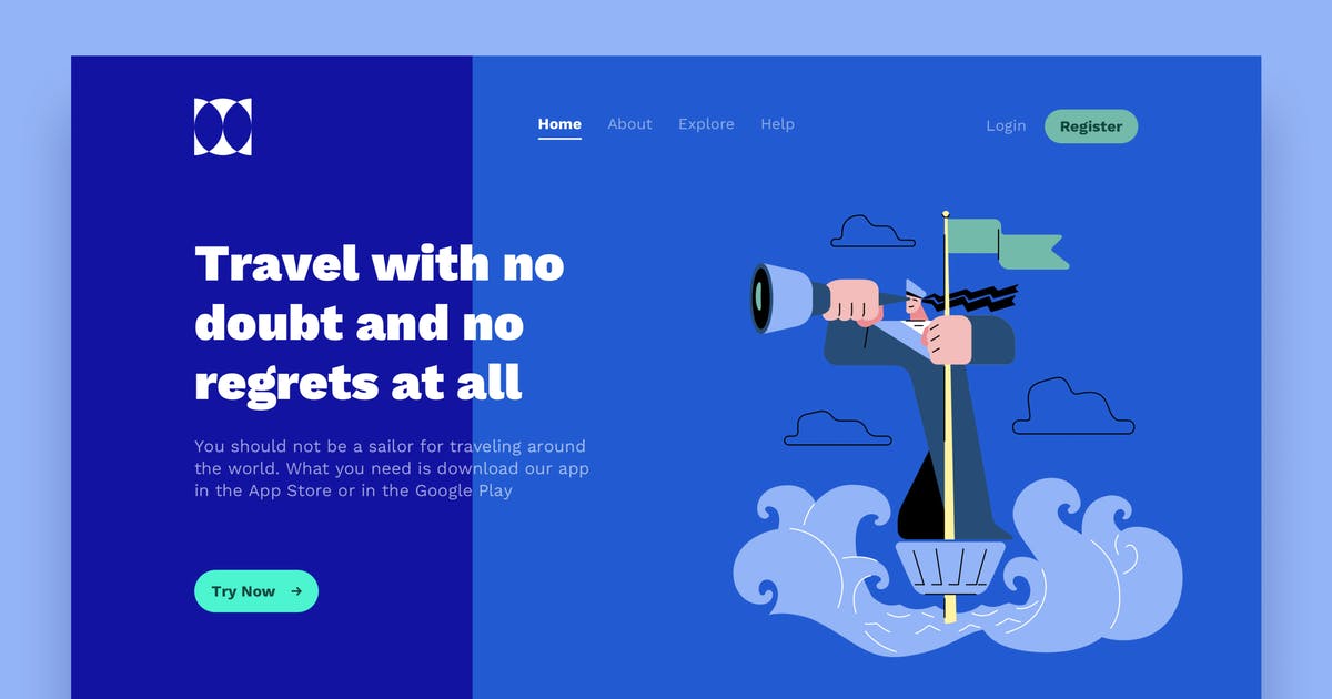 网站着陆页设计航海探索场景插画素材 Search Landing Page Illustrations