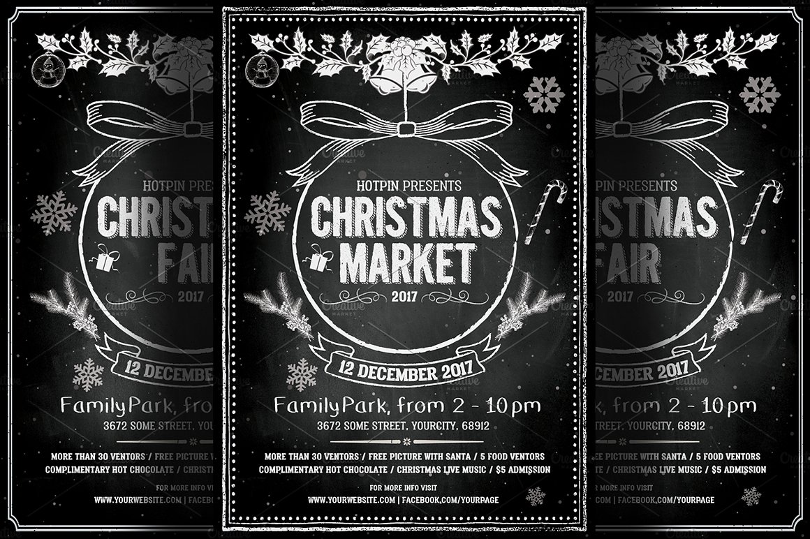 复古圣诞活动传单模板 Vintage Christmas Event Flyer