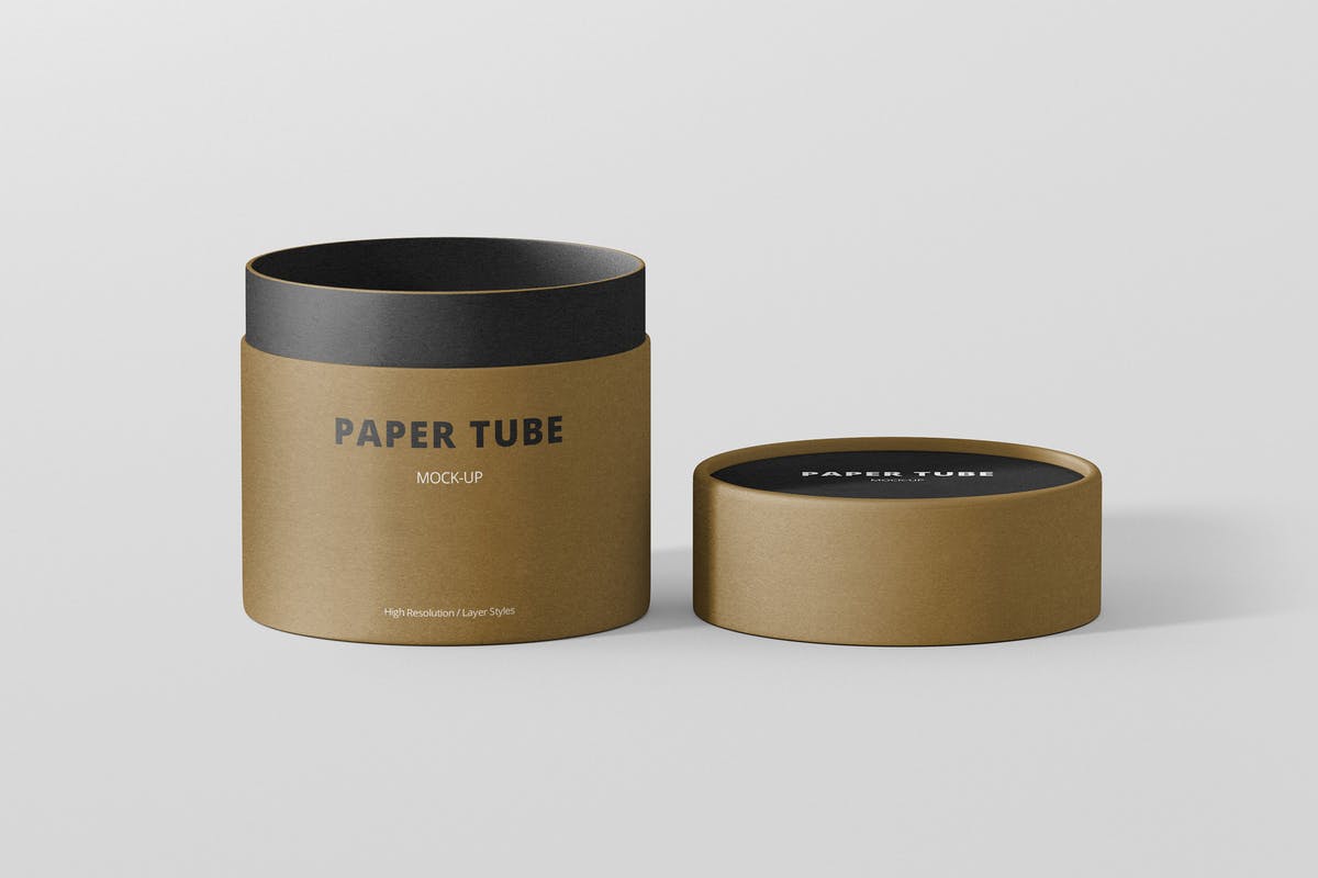 茶叶/咖啡小纸筒包装设计样机模板 Paper Tube Packaging Mock-Up – Small