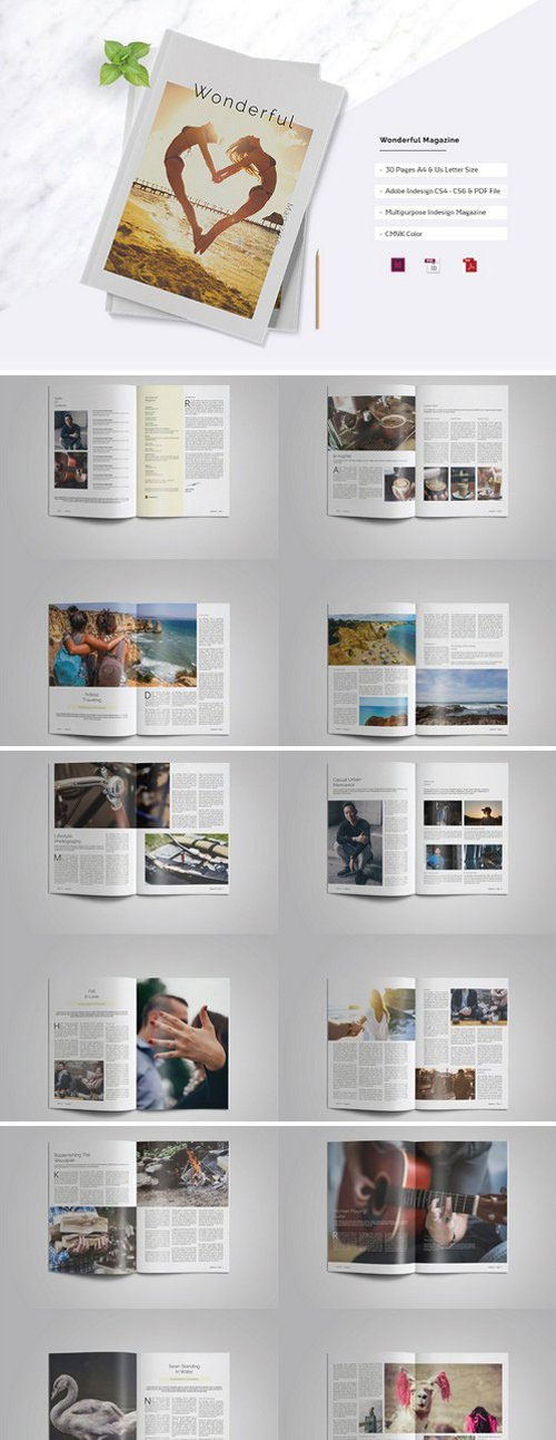 精彩的多图文混排的杂志模板下载indd