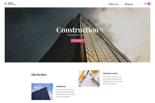 建筑设计服务企业网站PSD网站模板 Construction Building Agency PSD Website Template
