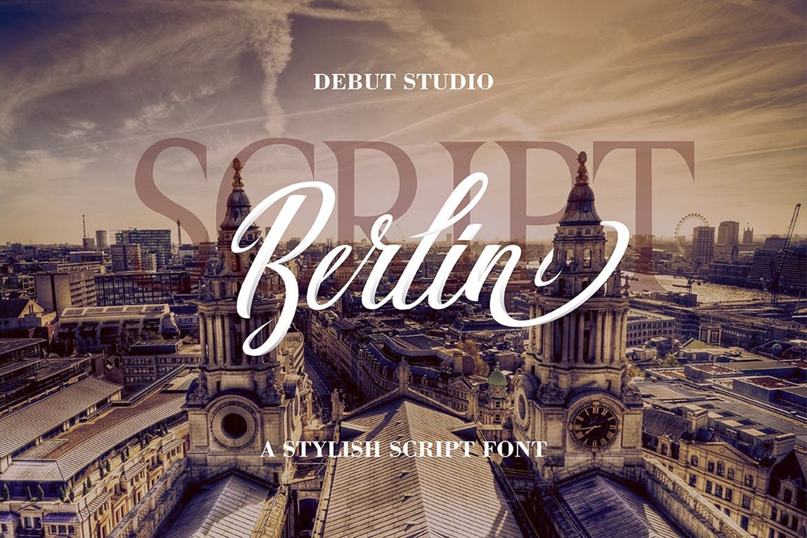 笔刷手写英文字体设计&版式设计衬线字体 Berlin Script + Great Serif