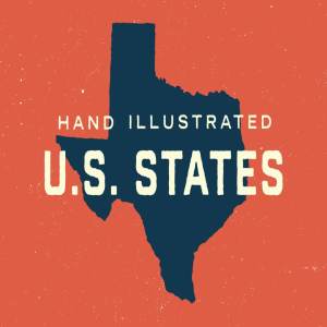 50个美国州地图手绘插画素材 50 States – Hand Illustrated