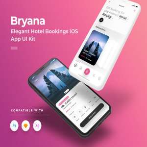 一流设计素材网下午茶：漂亮时尚的旅行名宿酒店预订APP UI KIT套装下载[PSD,Sketch,XD]