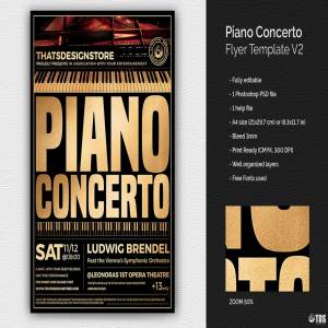钢琴协奏曲演奏会宣传传单模板 V2 Piano Concerto Flyer Template V2