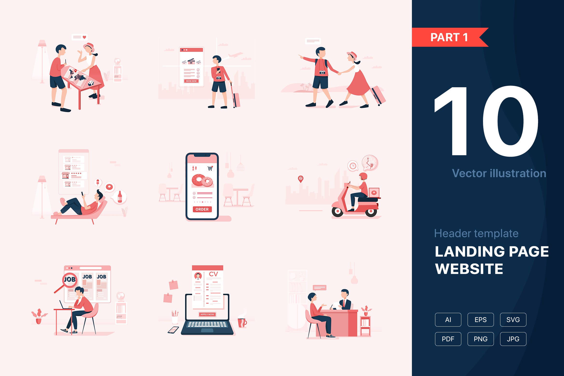 10款网站/着陆页设计矢量插画设计素材 [Part 10] Website illustrations set