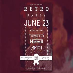 怀旧活动派对传单模板  Retro Party Flyer
