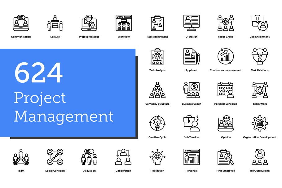 624个企业项目管理图标 624 Project Management Icons