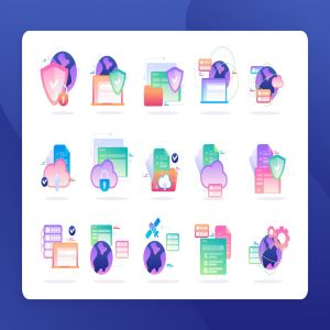 云数据主题矢量图标素材 Cloud Data – Icon Illustration