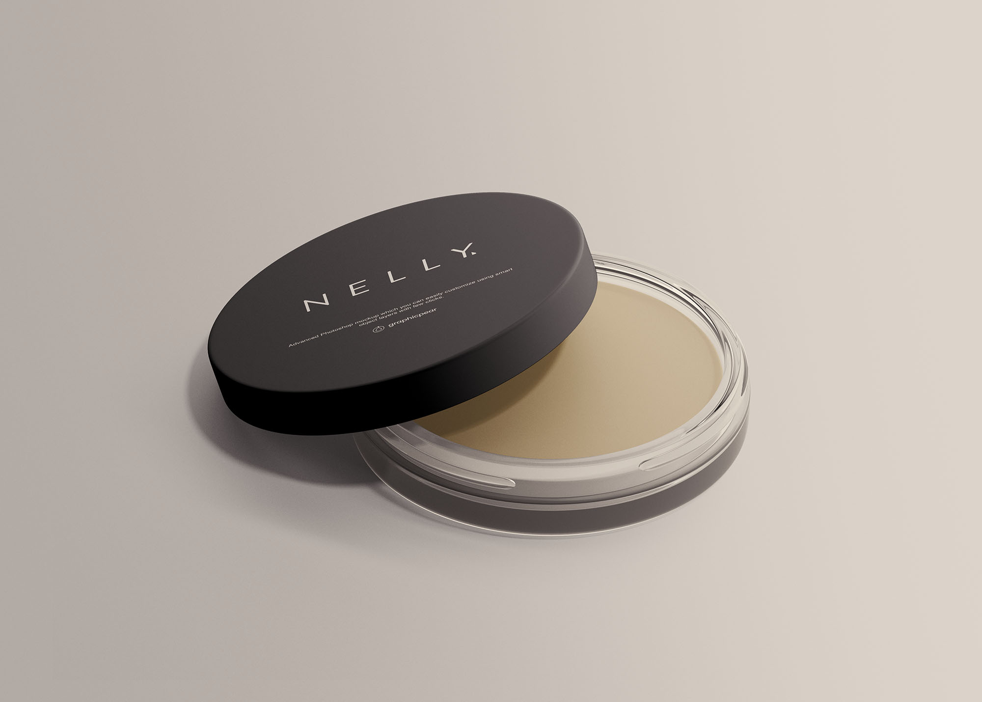 透明玻璃化妆瓶设计图PSD样机模板 Clear Glass Cosmetic Jar Mockup (PSD)