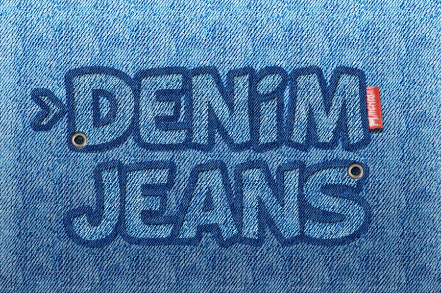 一个牛仔布绣字效果的PS模板 Free Jeans Text Photoshop Template [PSD]