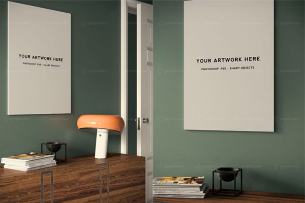 无框架A1海报室内场景样机