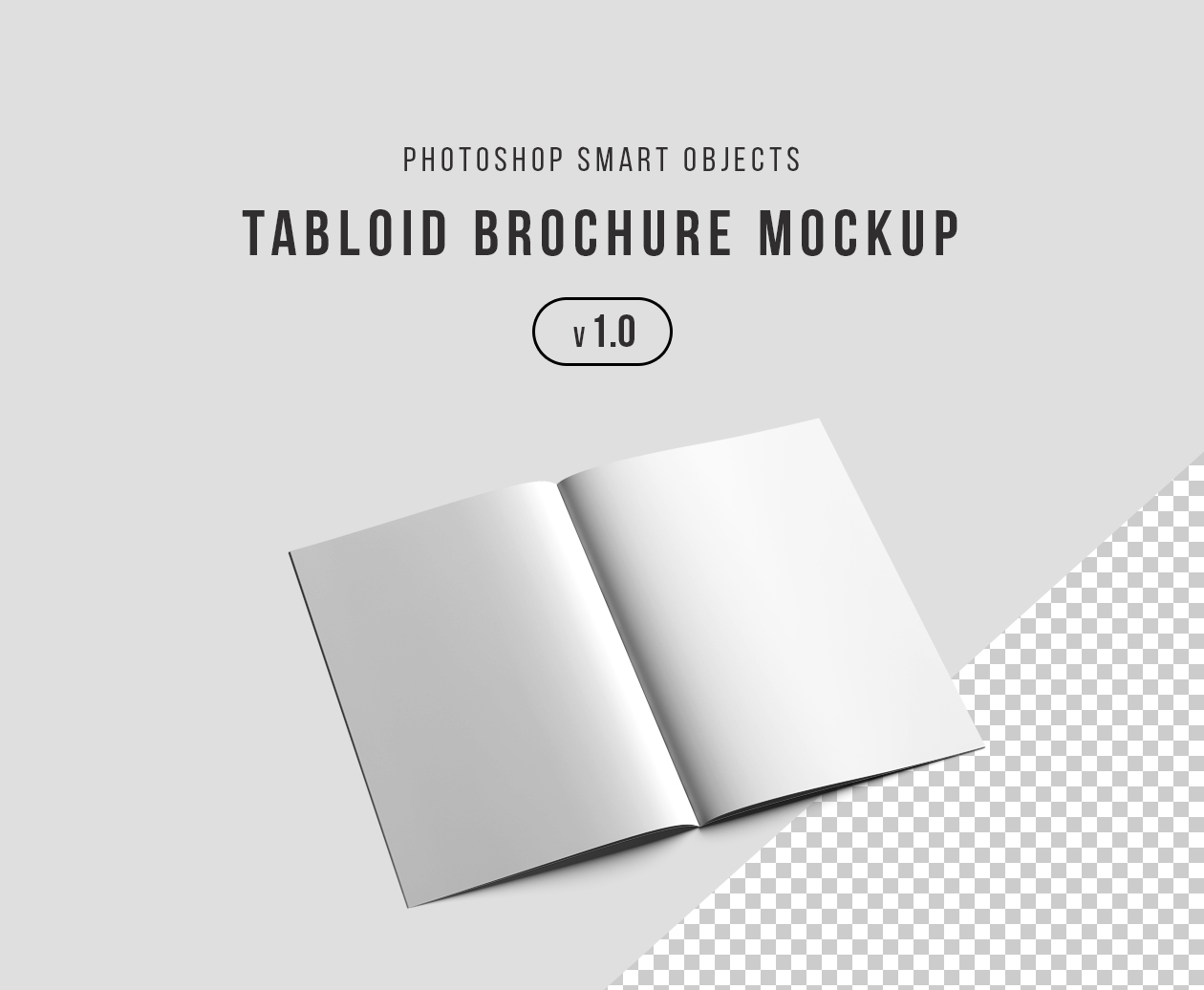产品手册/宣传册设计效果图样机模板 Tabloid Brochure Mockup – Photoshop