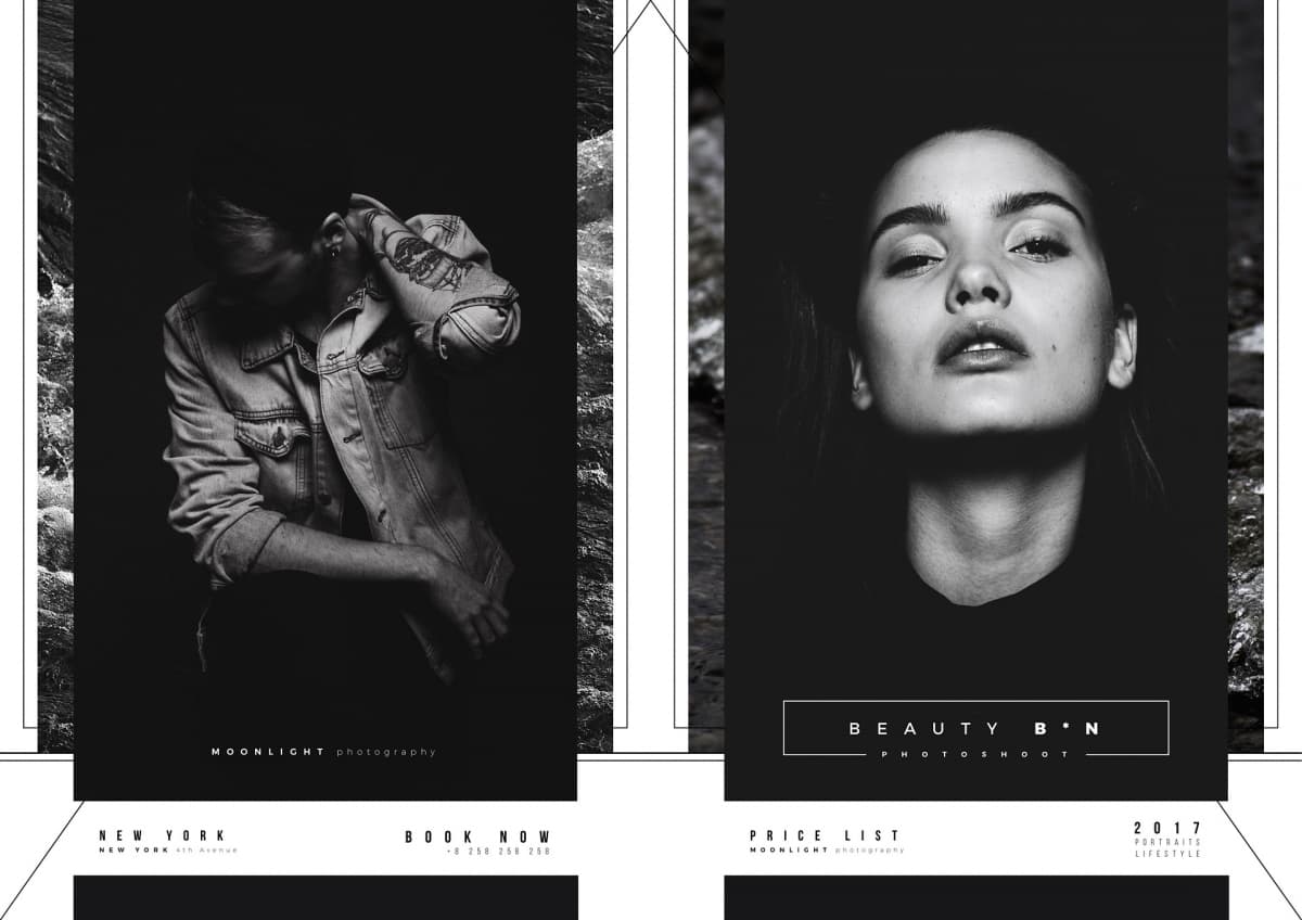 A4折页产品手册模板 Beauty B*N, FREE Brochure Template Folded For Illustrator