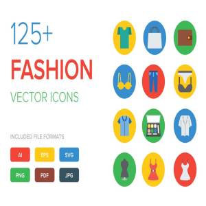 125+枚时尚主题矢量图标 125+ Fashion Vector Icons