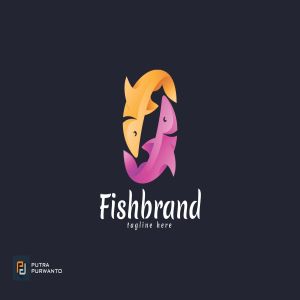 创意双鱼图形品牌Logo模板 Fish Brand – Logo Template插图1