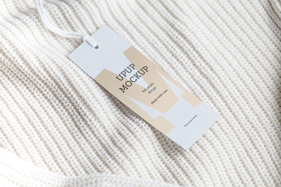 服装吊牌标签样机模板 Clothes label tag blank white mockup